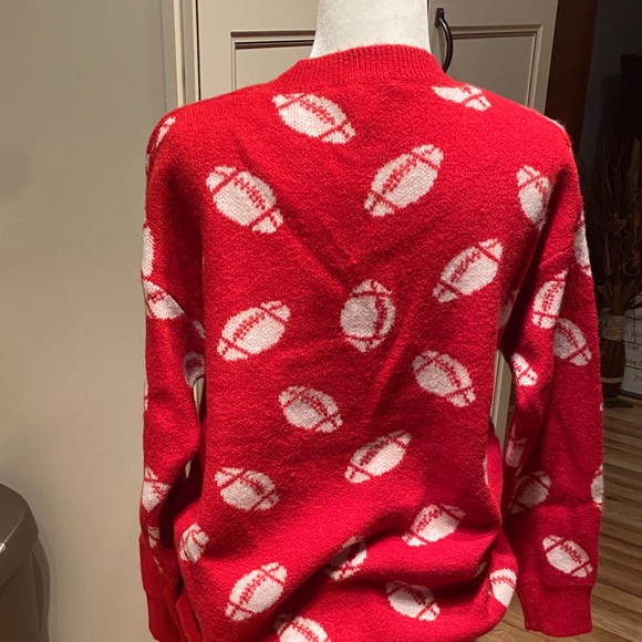 Red Football Pattern Sweater. NIB - Picture 3 of 4